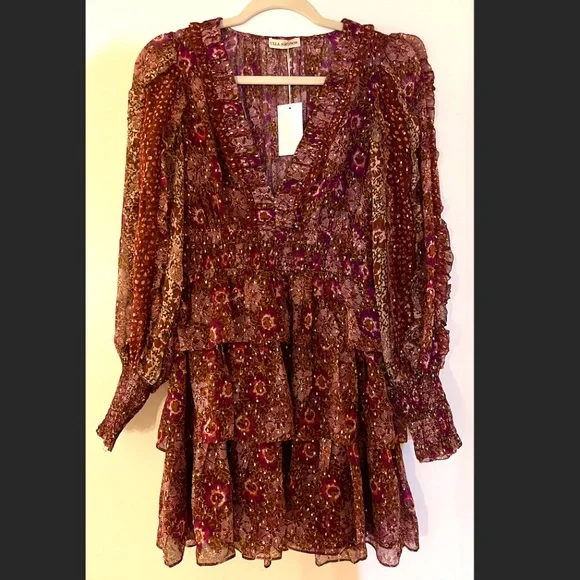 Ulla Johnson Floral Mini Dress - Purple and Brown - Picture 1 of 3